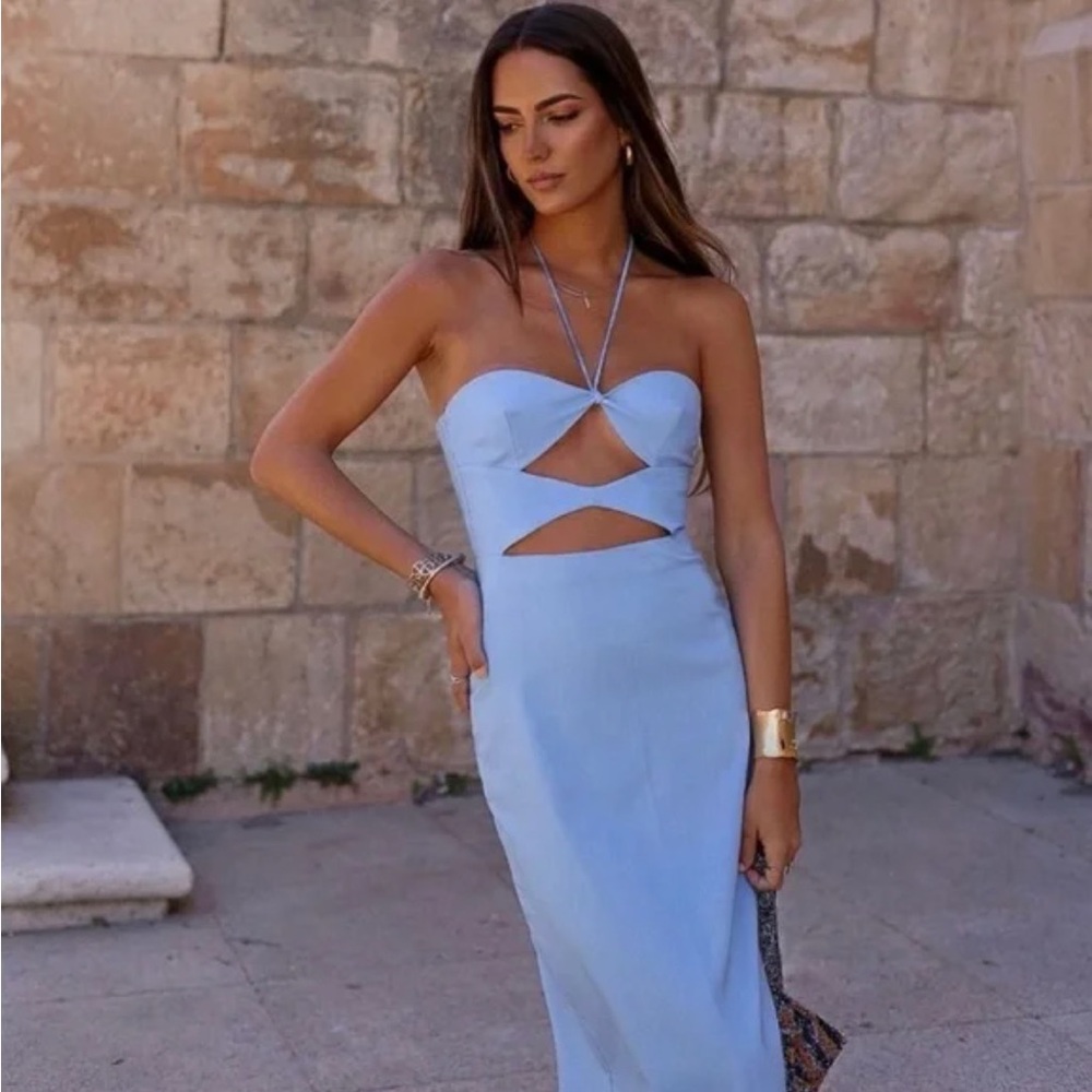 Zara Blue Cut out dress NWT